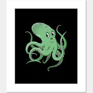 Cheeky Cute Octopus Character Illustration Posters and Art